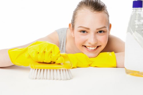 Cleaning a high-traffic carpeted corridor in a Greenwich commercial property