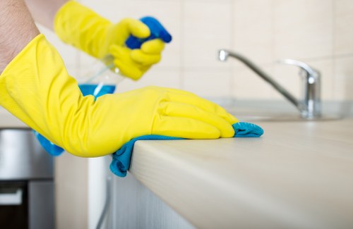 Routine gutter maintenance for a Greenwich property during the wet season