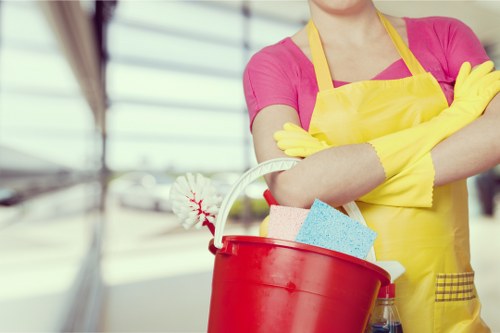 Greenwich cleaning team preparing a spotless office workspace